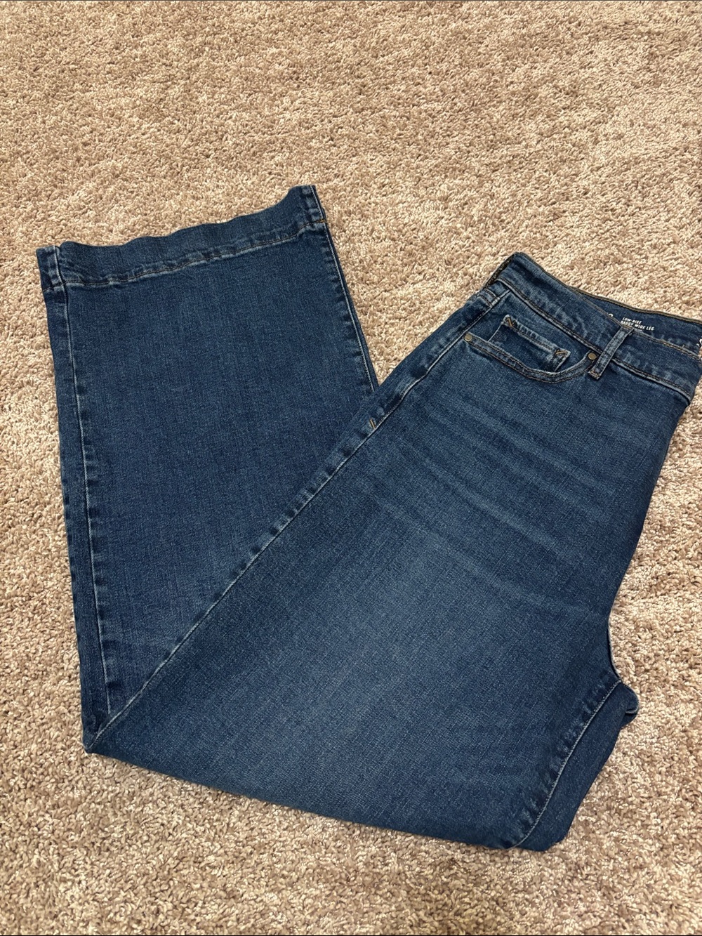 a.n.a Low Rise Baggy Women's Wide-Leg Jeans in Dark Blue Denim Size 10shor